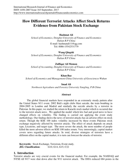 How Different Terrorist Attacks Affect Stock Returns Evidence from Pakistan Stock Exchange