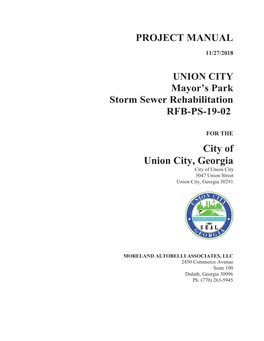 UNION CITY Mayor's Park Storm Sewer Rehabilitation RFB-PS-19-02