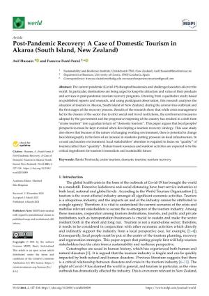Post-Pandemic Recovery: a Case of Domestic Tourism in Akaroa (South Island, New Zealand)