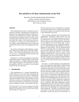 Dos and Don'ts of Client Authentication on the Web