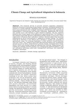 Climate Change and Agricultural Adaptation in Indonesia