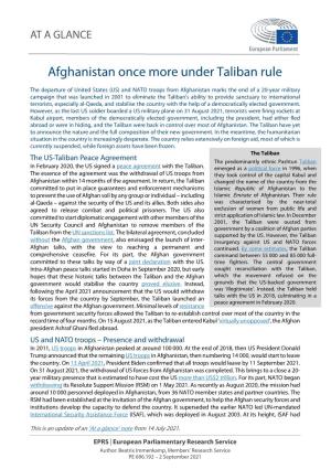 Afghanistan Once More Under Taliban Rule