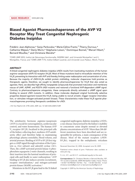 Biased Agonist Pharmacochaperones of the AVP V2 Receptor May Treat Congenital Nephrogenic Diabetes Insipidus