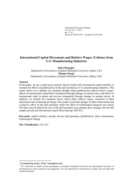 International Capital Movements and Relative Wages: Evidence from U.S
