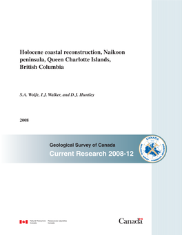Holocene Coastal Reconstruction, Naikoon Peninsula, Queen Charlotte Islands, British Columbia