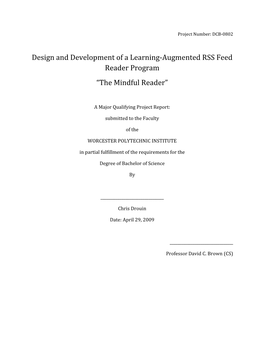 Design and Development of a Learning-Augmented RSS Feed Reader Program “The Mindful Reader”