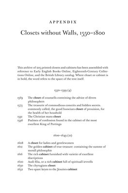 Closets Without Walls, 1550-1800