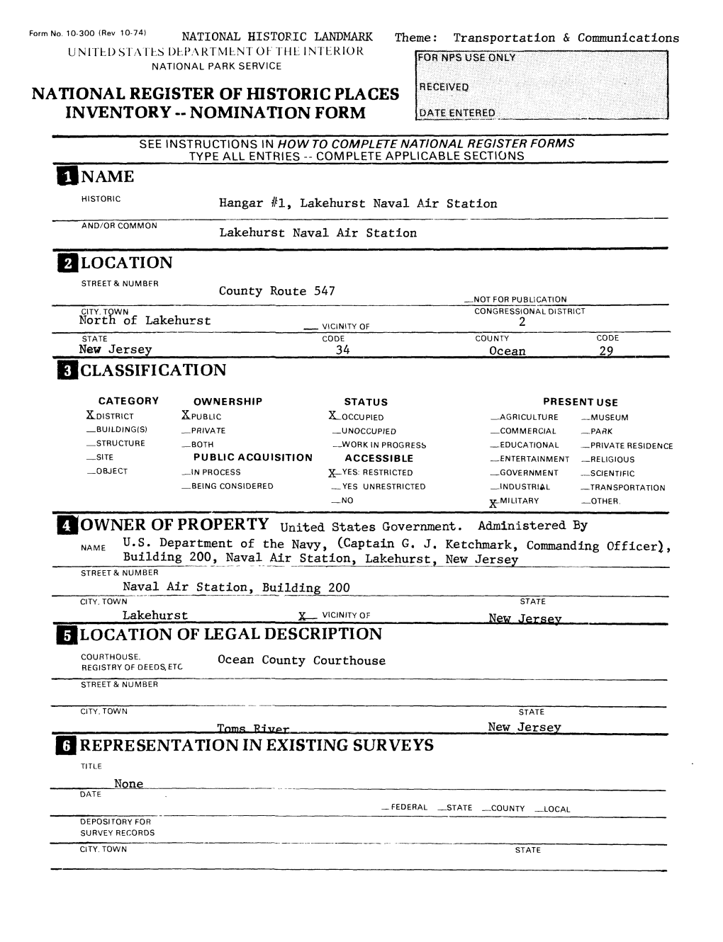 National Register of Historic Places Inventory -- Nomination Form