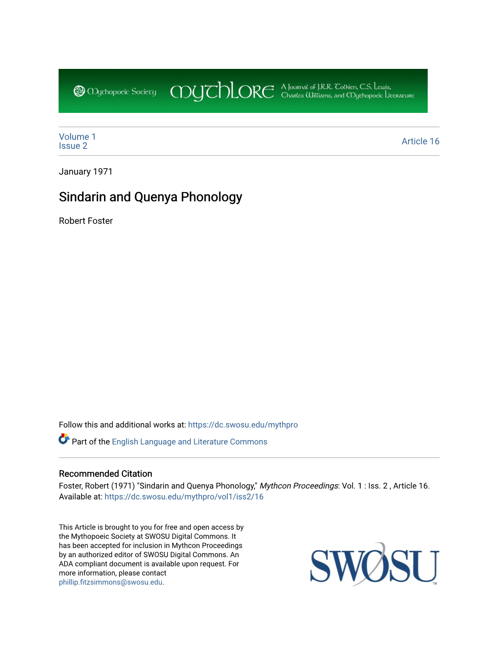 Sindarin and Quenya Phonology