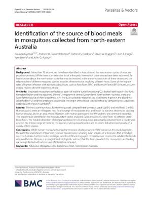 Identification of the Source of Blood Meals in Mosquitoes Collected From