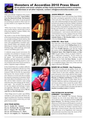 Monsters of Accordion 2010 Press Sheet