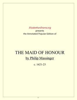THE MAID of HONOUR by Philip Massinger
