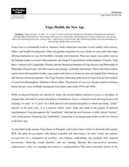 Yoga, Health, the New Age