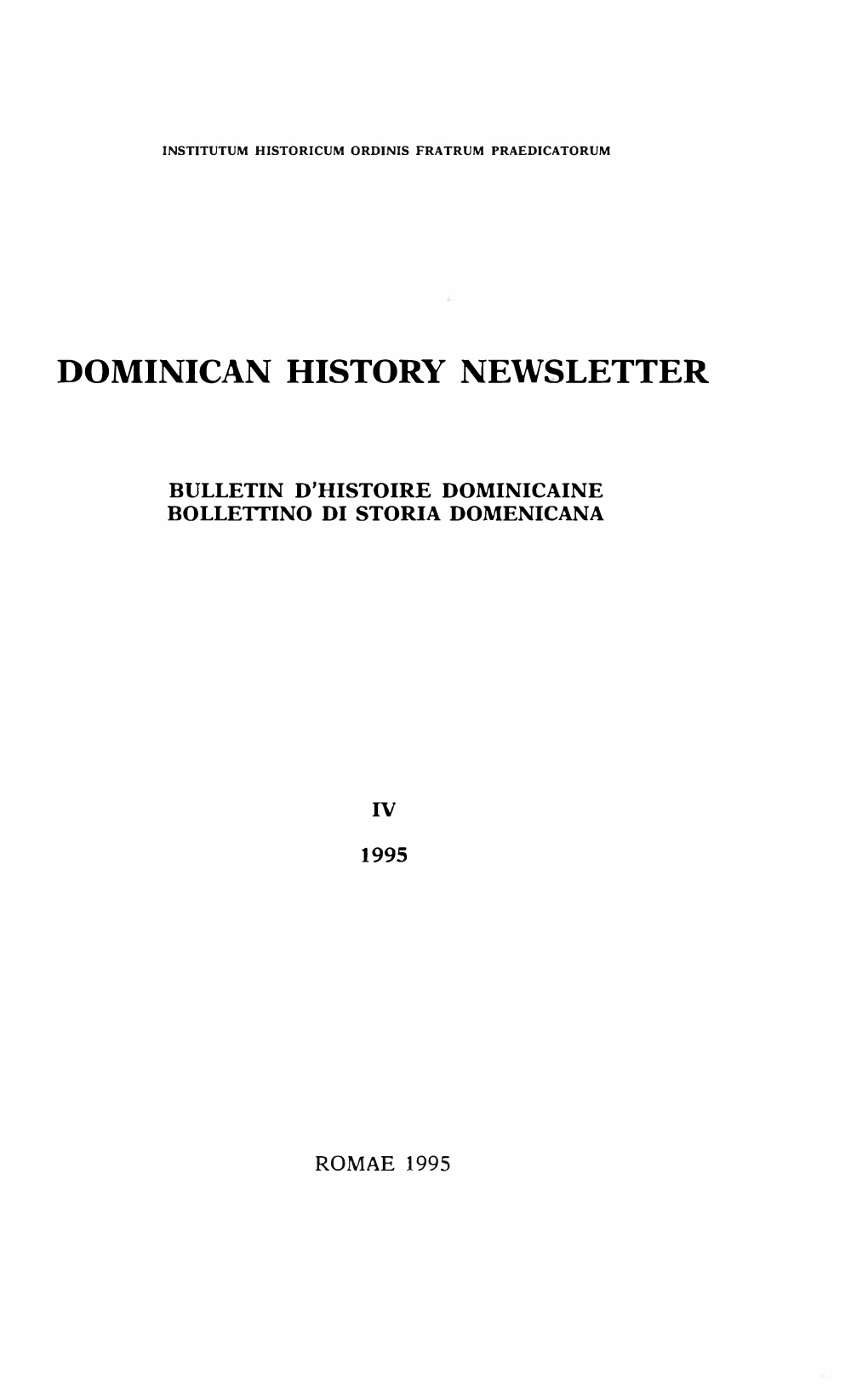 Dominican History Newsletter