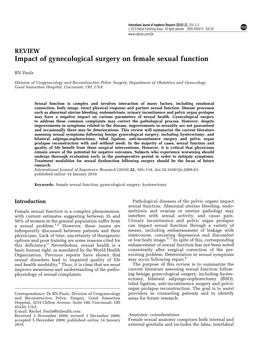 Impact of Gynecological Surgery on Female Sexual Function