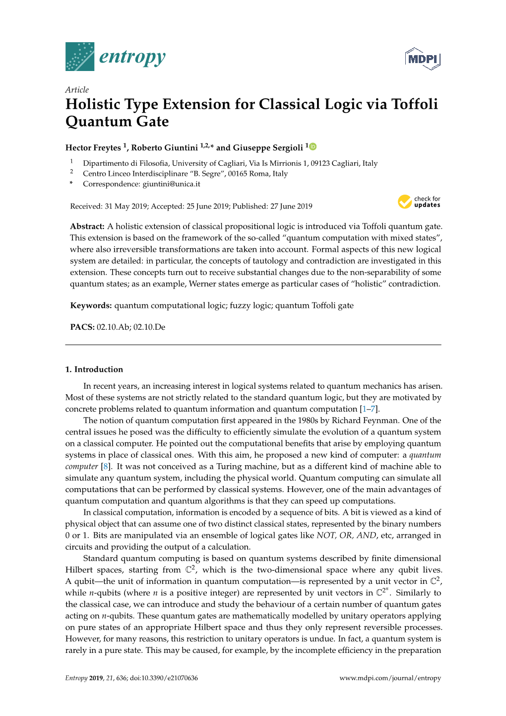 Holistic Type Extension for Classical Logic Via Toffoli Quantum Gate