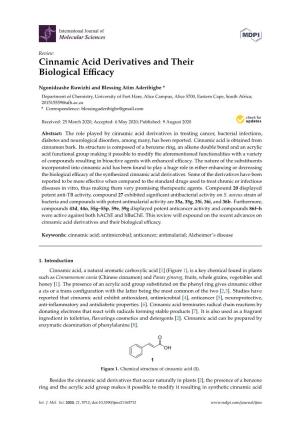 Cinnamic Acid Derivatives and Their Biological Efficacy