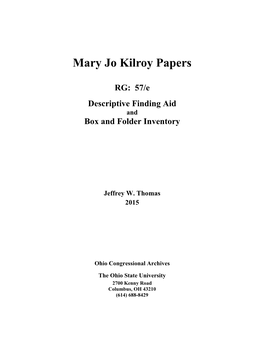 Mary Jo Kilroy Papers