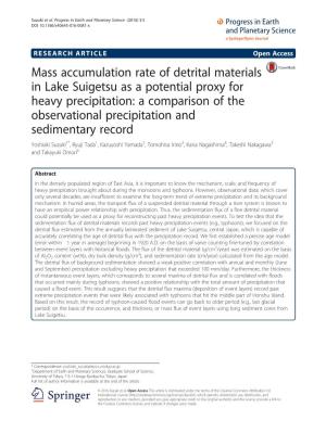 Mass Accumulation Rate of Detrital Materials in Lake Suigetsu As a Potential Proxy for Heavy Precipitation