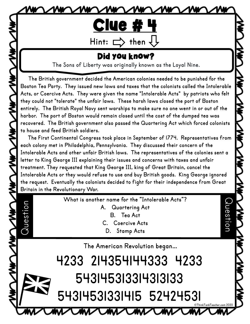 Clue # 4 4233 214354144333 4233 543145313314313133