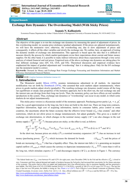 Exchange Rate Dynamics: the Overshooting Model (With Sticky Prices) Abstract 1. Introduction