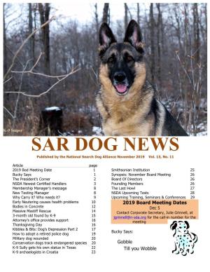 SAR DOG NEWS Published by the National Search Dog Alliance November 2019 Vol