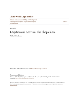 Litigation and Activism: the Bhopal Case*