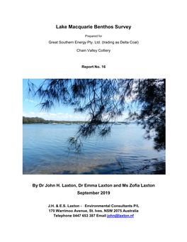 Lake Macquarie Benthos Survey