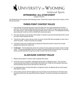 Intramural All-Star Event Three-Point Contest Rules Slam Dunk Contest Rules