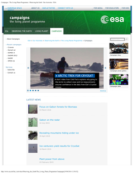 Campaigns / the Living Planet Programme / Observing the Earth / Our Activities / ESA