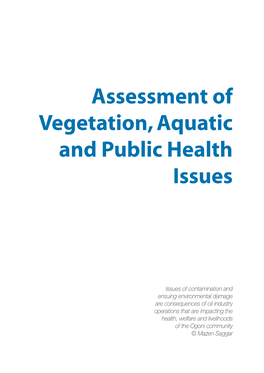 Assessment of Vegetation, Aquatic and Public Health Issues