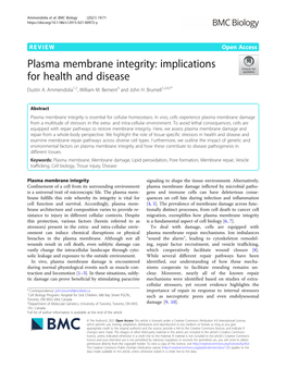 Plasma Membrane Integrity: Implications for Health and Disease Dustin A
