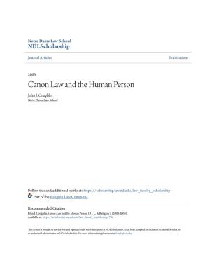 Canon Law and the Human Person John J