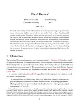 Fiscal Unions∗