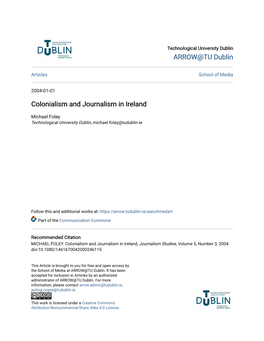 Colonialism and Journalism in Ireland
