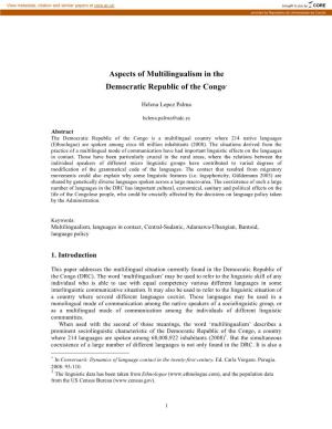 Aspects of Multilingualism in the Democratic Republic of the Congo!