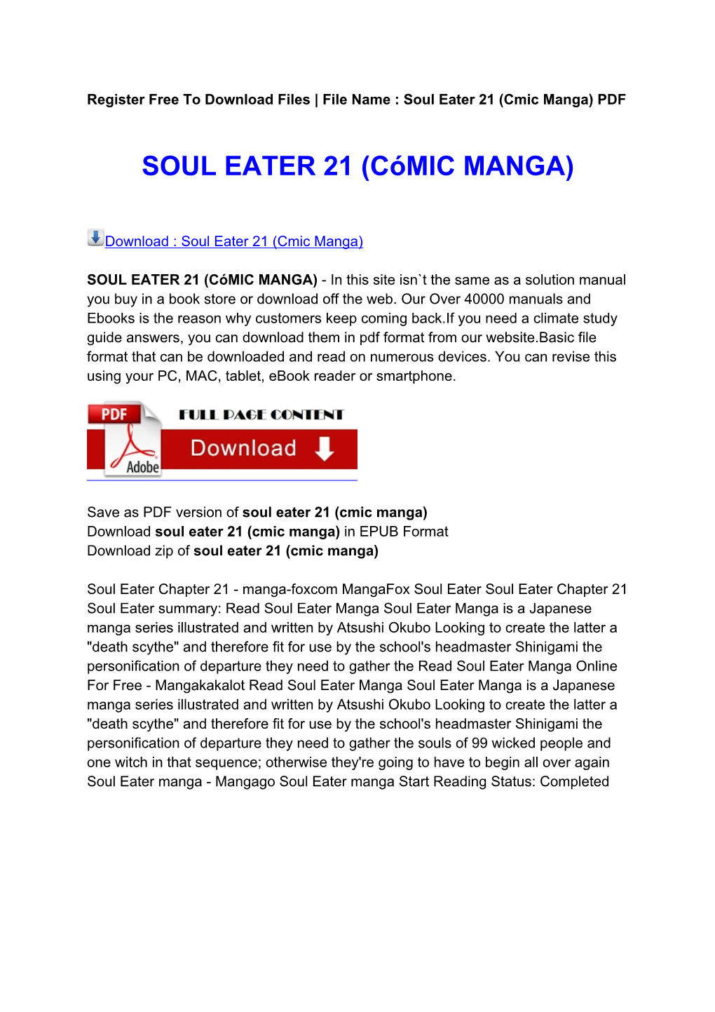Free Soul Eater 21 (Cã³mic Manga)