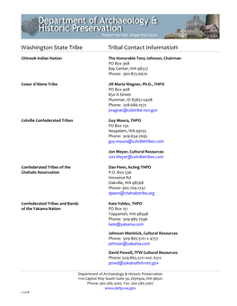 Washington State Tribe Tribal Contact Information