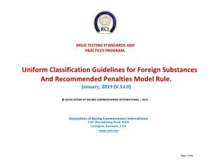 ARCI Uniform Classification Guidelines for Foreign Substances, Or Similar State Regulatory Guidelines, Shall Be Assigned Points As Follows