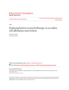 Reducing Barriers to Psychotherapy Via an Online Self-Affirmation Intervention Daniel G