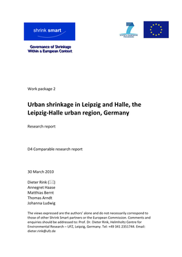 Urban Shrinkage in Leipzig and Halle, the Leipzig-Halle Urban Region, Germany