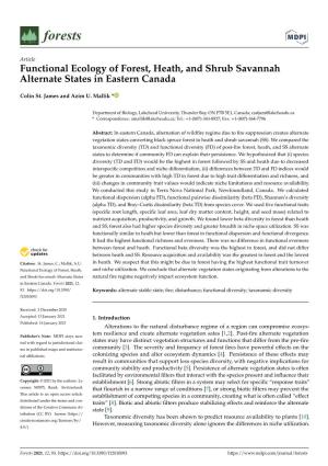 Functional Ecology of Forest, Heath, and Shrub Savannah Alternate States in Eastern Canada