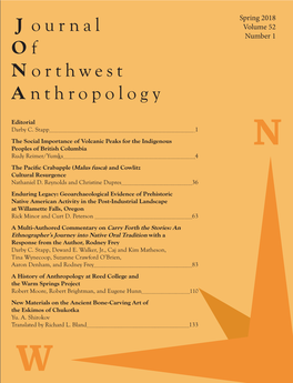 Journal of Northwest Anthropology Volume 52 Number 1