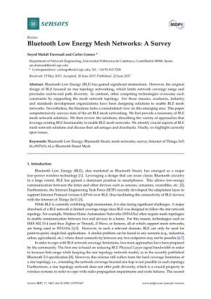 Bluetooth Low Energy Mesh Networks: a Survey