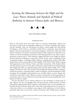 Power Animals and Symbols of Political Authority in Ancient Chinese Jades and Bronzes