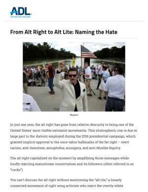 From Alt Right to Alt Lite: Naming the Hate