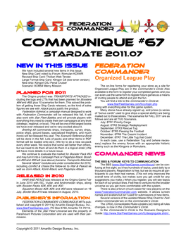Communique #67 Stardate 2011.07