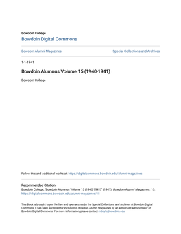 Bowdoin Alumnus Volume 15 (1940-1941)