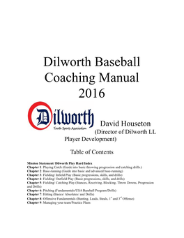 Dilworth Baseball Coaching Manual 2016