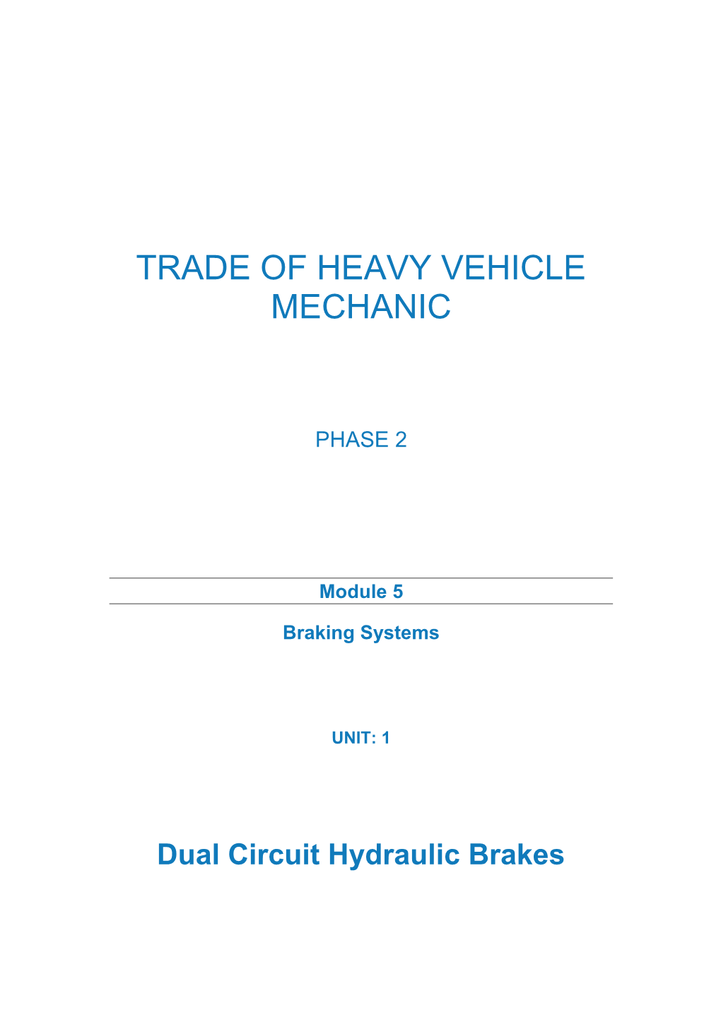 Trade of Heavy Vehicle Mechanic s1